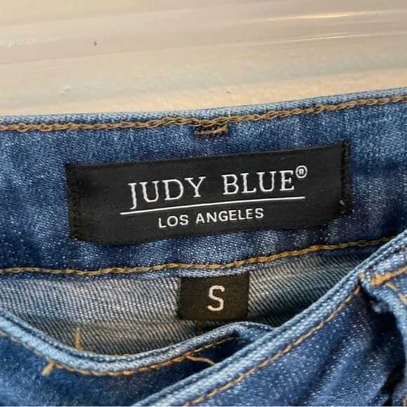 JUDY BLUE Leopard Patch High Waist Frayed Cut Off Shorts Size S - Picture 7 of 10